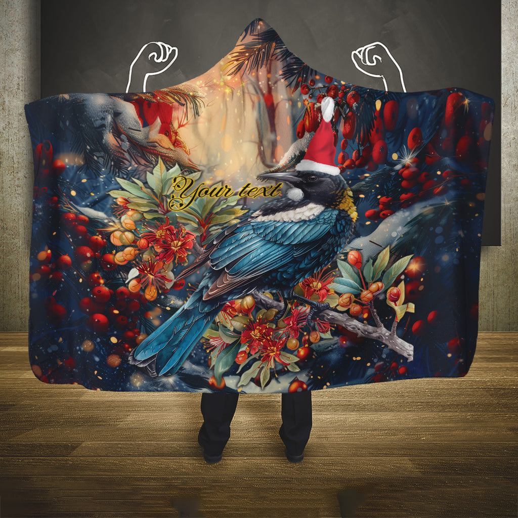 Personalised New Zealand Tui in Pohutukawa Hooded Blanket Christmas in July