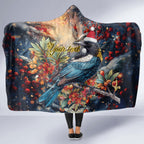 Personalised New Zealand Tui in Pohutukawa Hooded Blanket Christmas in July