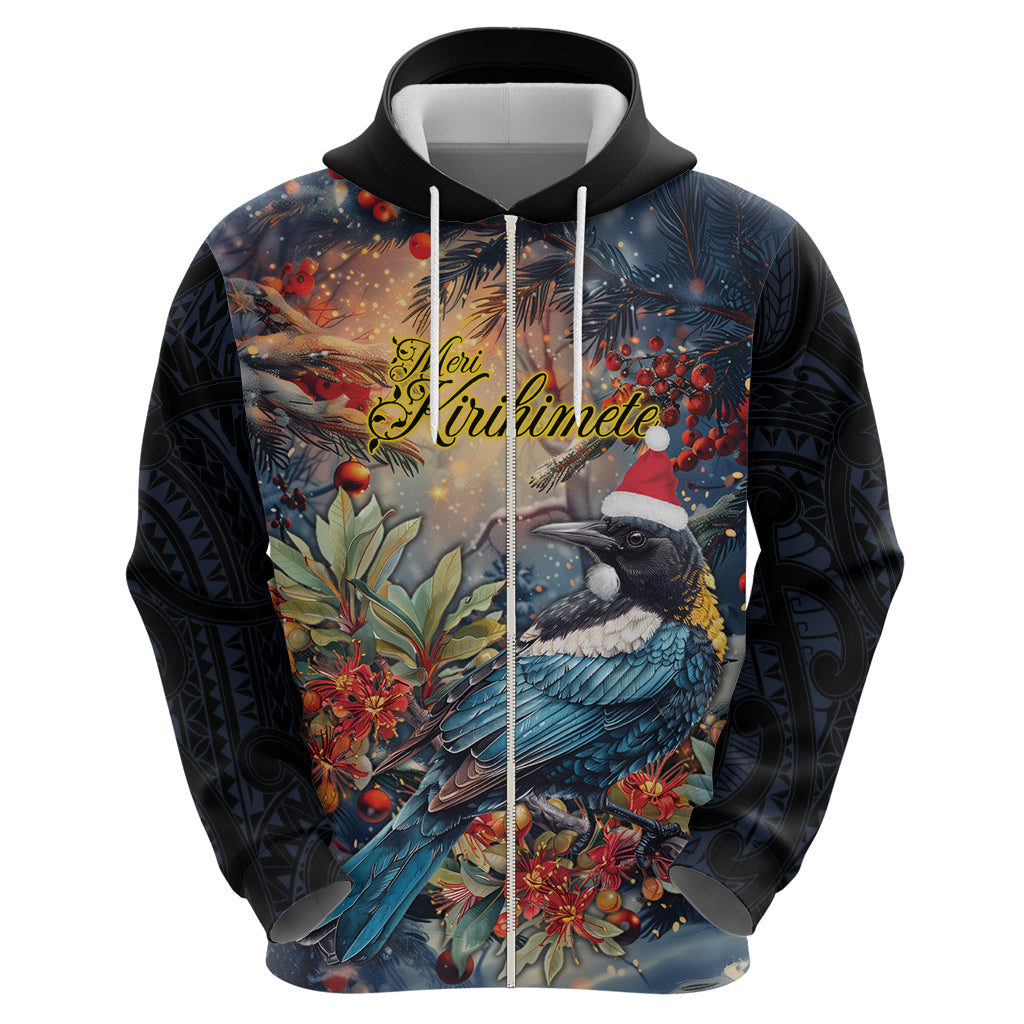Personalised New Zealand Tui in Pohutukawa Hoodie Christmas in July