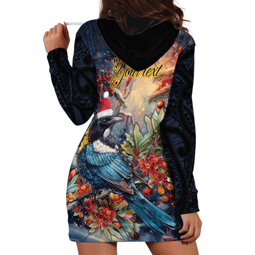 Personalised New Zealand Tui in Pohutukawa Hoodie Dress Christmas in July