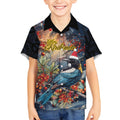 Personalised New Zealand Tui in Pohutukawa Kid Hawaiian Shirt Christmas in July