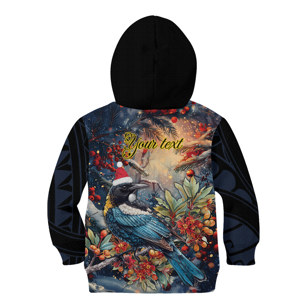Personalised New Zealand Tui in Pohutukawa Kid Hoodie Christmas in July