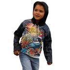 Personalised New Zealand Tui in Pohutukawa Kid Hoodie Christmas in July