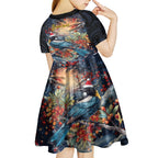 Personalised New Zealand Tui in Pohutukawa Kid Short Sleeve Dress Christmas in July