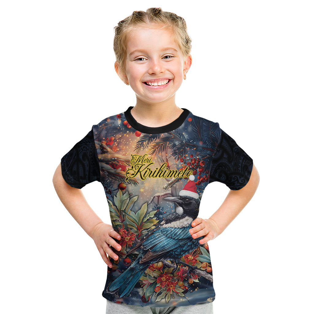 Personalised New Zealand Tui in Pohutukawa Kid T Shirt Christmas in July