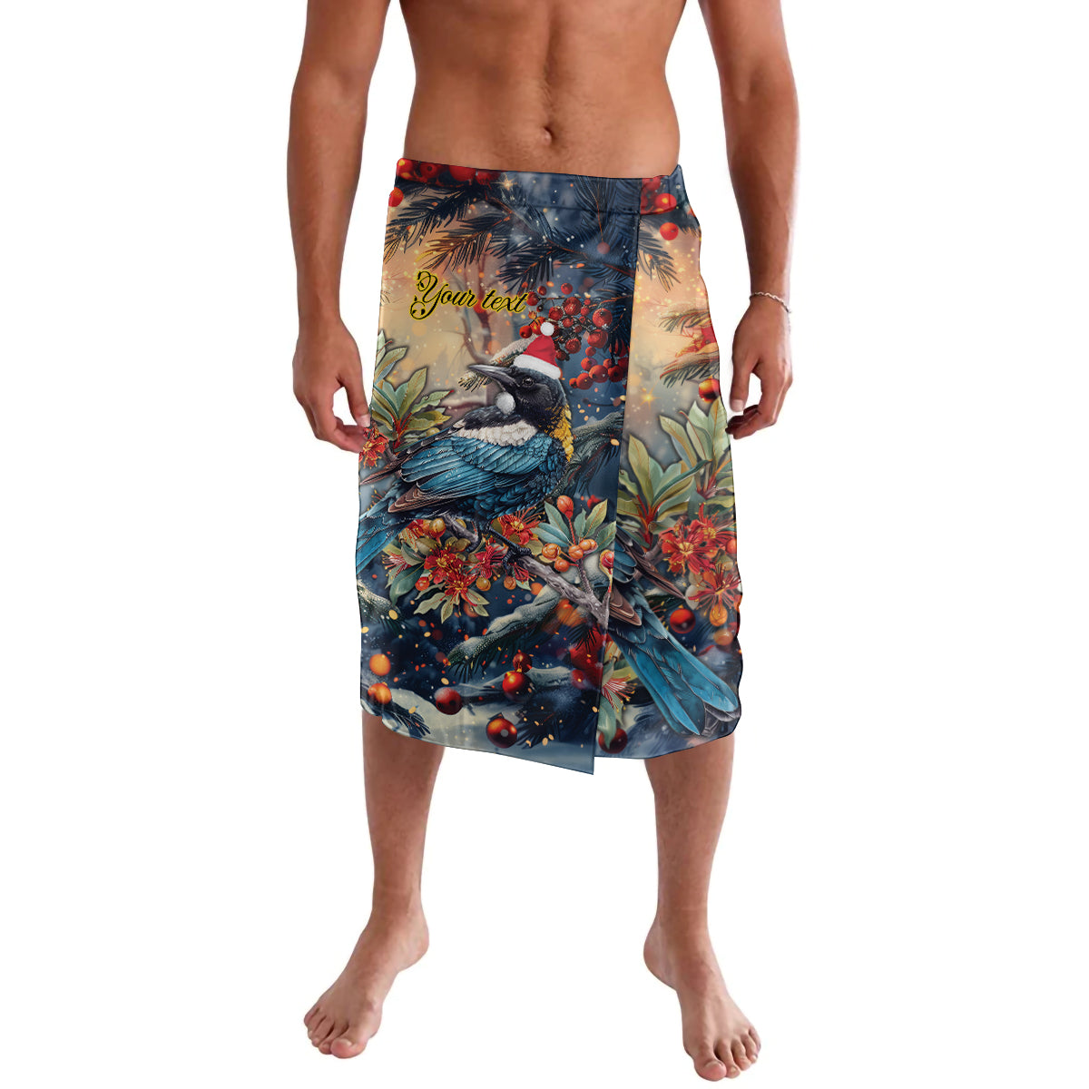 Personalised New Zealand Tui in Pohutukawa Lavalava Christmas in July
