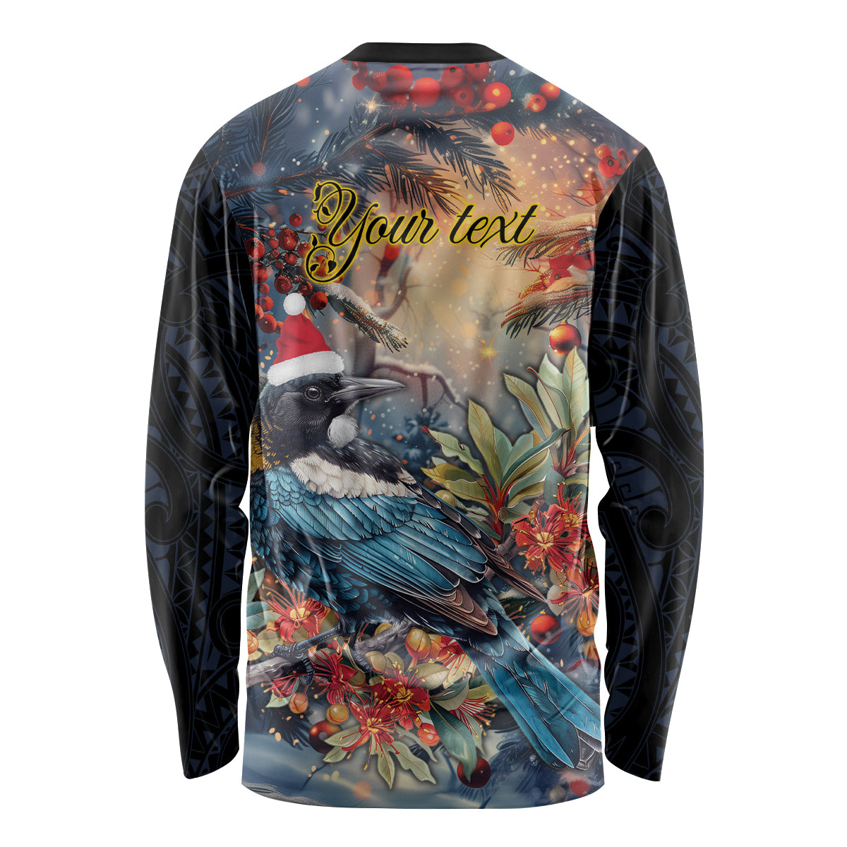 Personalised New Zealand Tui in Pohutukawa Long Sleeve Shirt Christmas in July