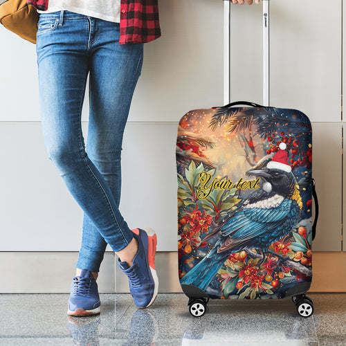 Personalised New Zealand Tui in Pohutukawa Luggage Cover Christmas in July