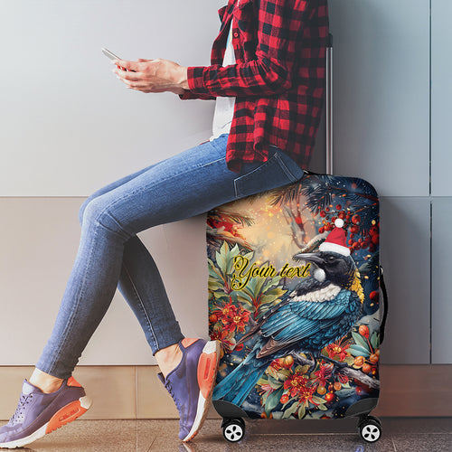 Personalised New Zealand Tui in Pohutukawa Luggage Cover Christmas in July