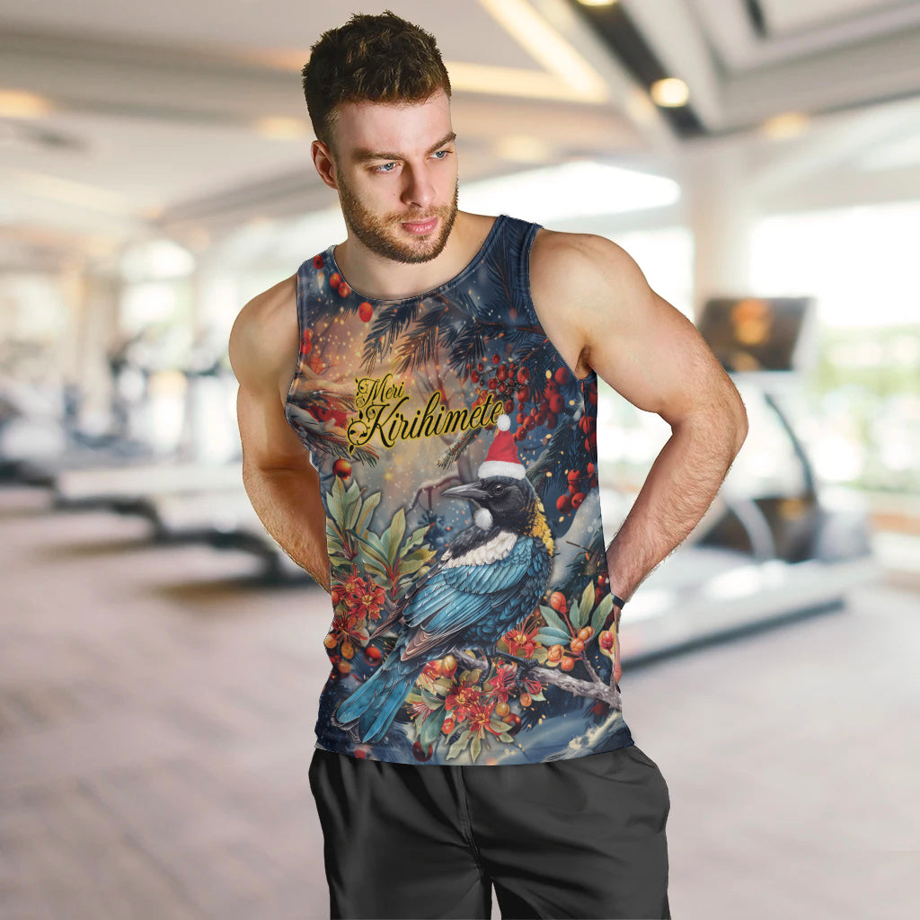 Personalised New Zealand Tui in Pohutukawa Men Tank Top Christmas in July