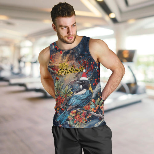 Personalised New Zealand Tui in Pohutukawa Men Tank Top Christmas in July