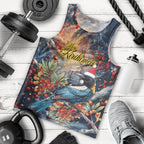 Personalised New Zealand Tui in Pohutukawa Men Tank Top Christmas in July