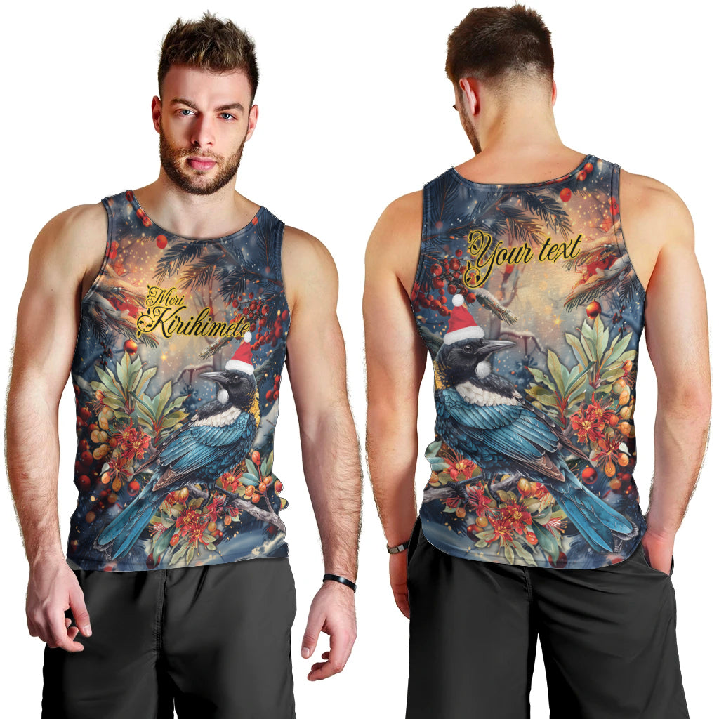 Personalised New Zealand Tui in Pohutukawa Men Tank Top Christmas in July