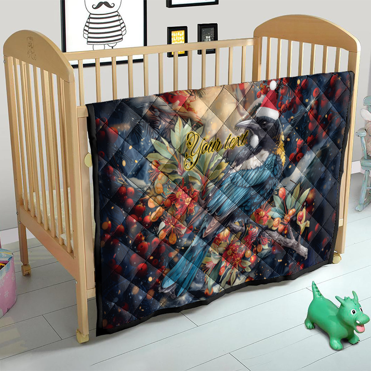 Personalised New Zealand Tui in Pohutukawa Quilt Christmas in July