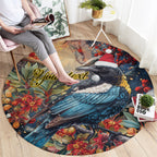 Personalised New Zealand Tui in Pohutukawa Round Carpet Christmas in July