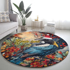 Personalised New Zealand Tui in Pohutukawa Round Carpet Christmas in July