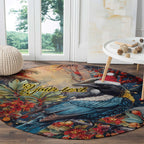 Personalised New Zealand Tui in Pohutukawa Round Carpet Christmas in July