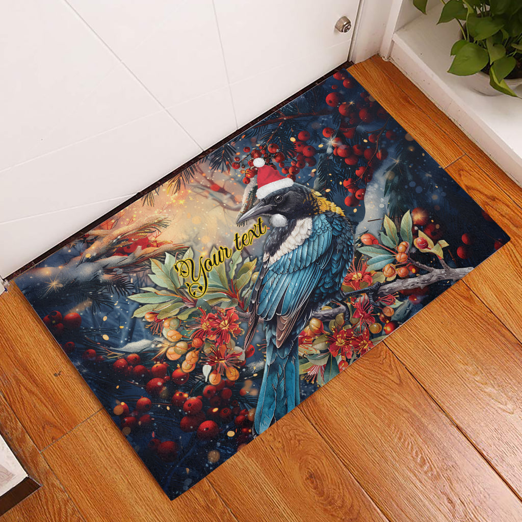 Personalised New Zealand Tui in Pohutukawa Rubber Doormat Christmas in July
