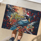 Personalised New Zealand Tui in Pohutukawa Rubber Doormat Christmas in July