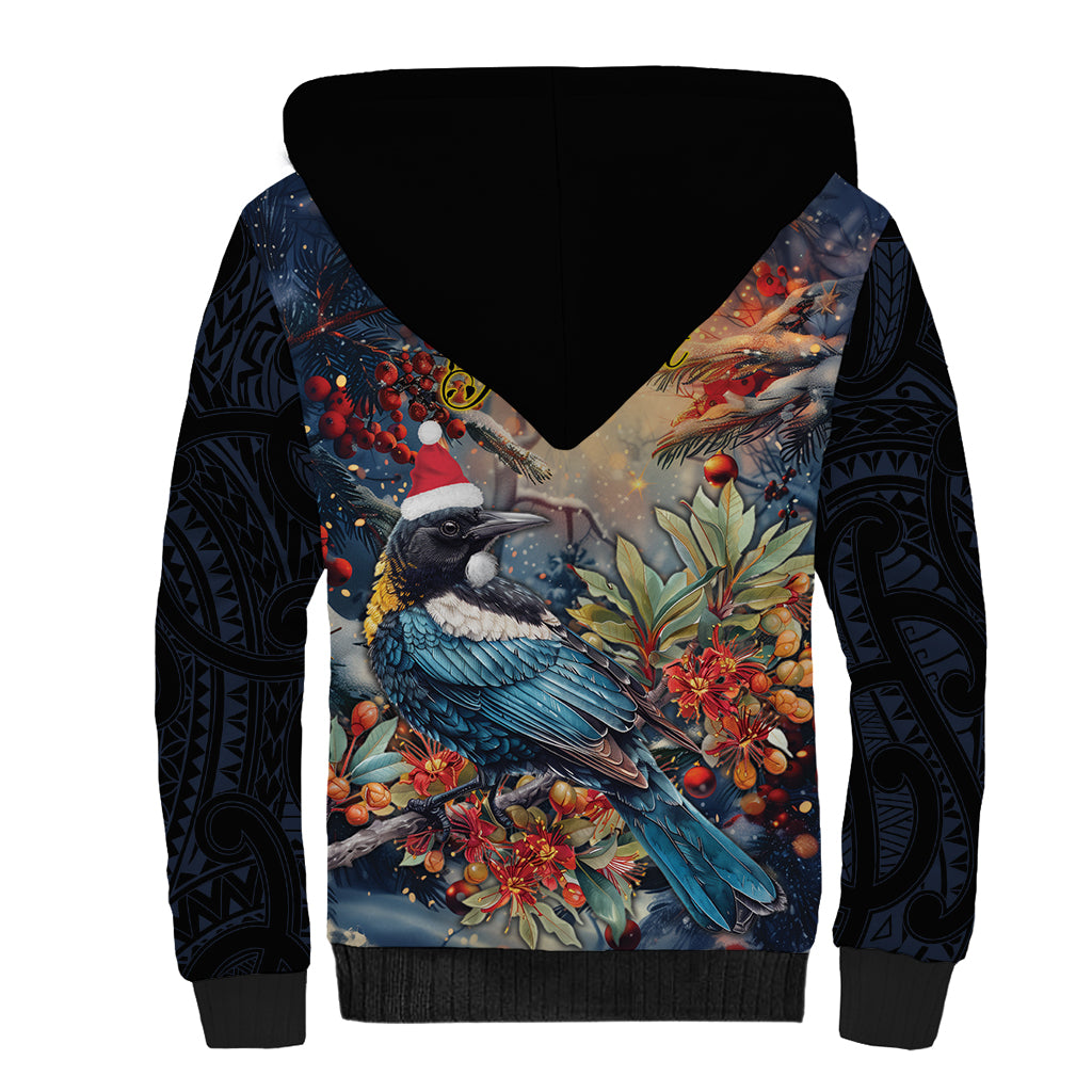 Personalised New Zealand Tui in Pohutukawa Sherpa Hoodie Christmas in July