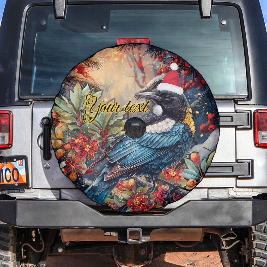 Personalised New Zealand Tui in Pohutukawa Spare Tire Cover Christmas in July
