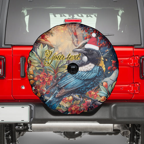 Personalised New Zealand Tui in Pohutukawa Spare Tire Cover Christmas in July