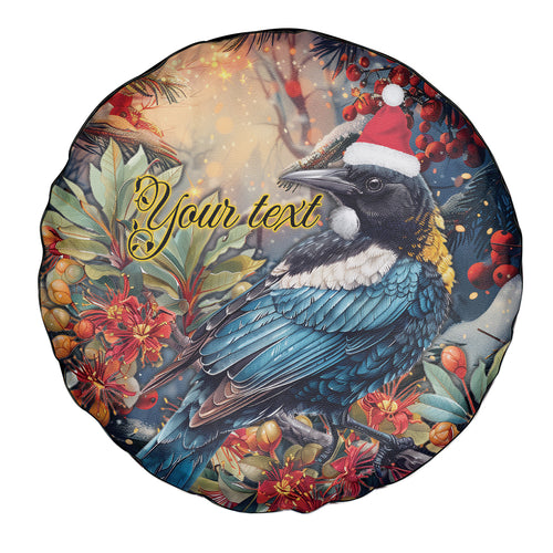 Personalised New Zealand Tui in Pohutukawa Spare Tire Cover Christmas in July