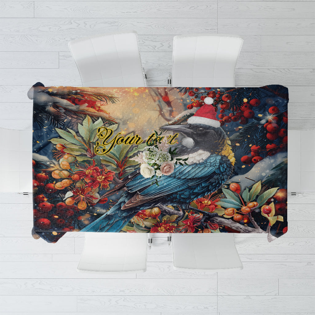 Personalised New Zealand Tui in Pohutukawa Tablecloth Christmas in July
