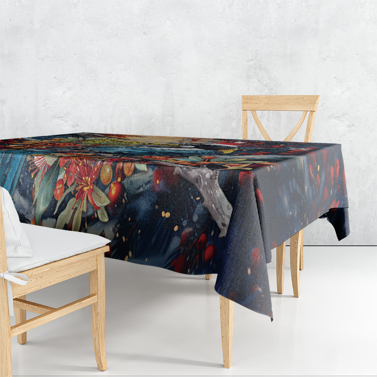 Personalised New Zealand Tui in Pohutukawa Tablecloth Christmas in July