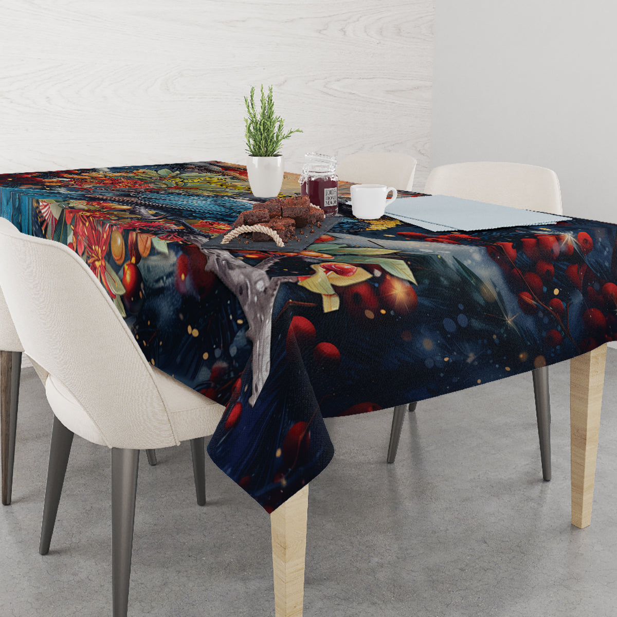 Personalised New Zealand Tui in Pohutukawa Tablecloth Christmas in July
