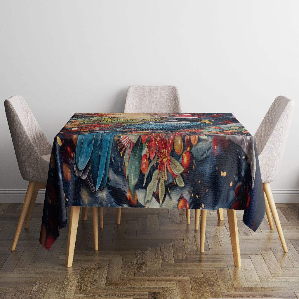 Personalised New Zealand Tui in Pohutukawa Tablecloth Christmas in July
