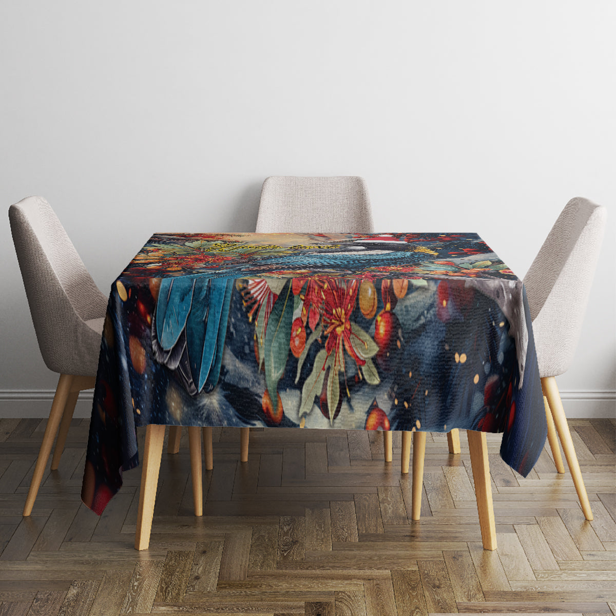 Personalised New Zealand Tui in Pohutukawa Tablecloth Christmas in July
