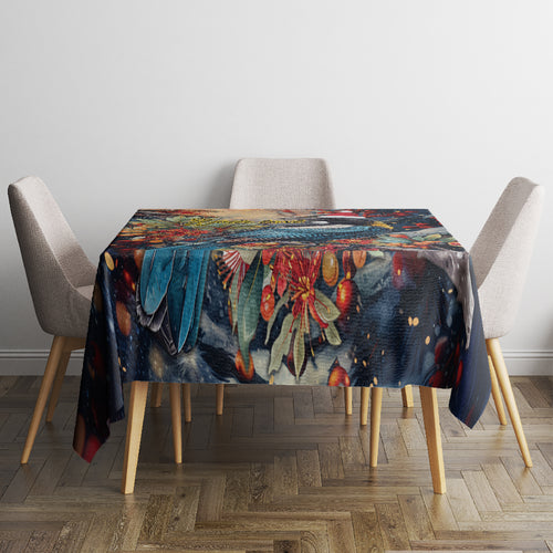 Personalised New Zealand Tui in Pohutukawa Tablecloth Christmas in July