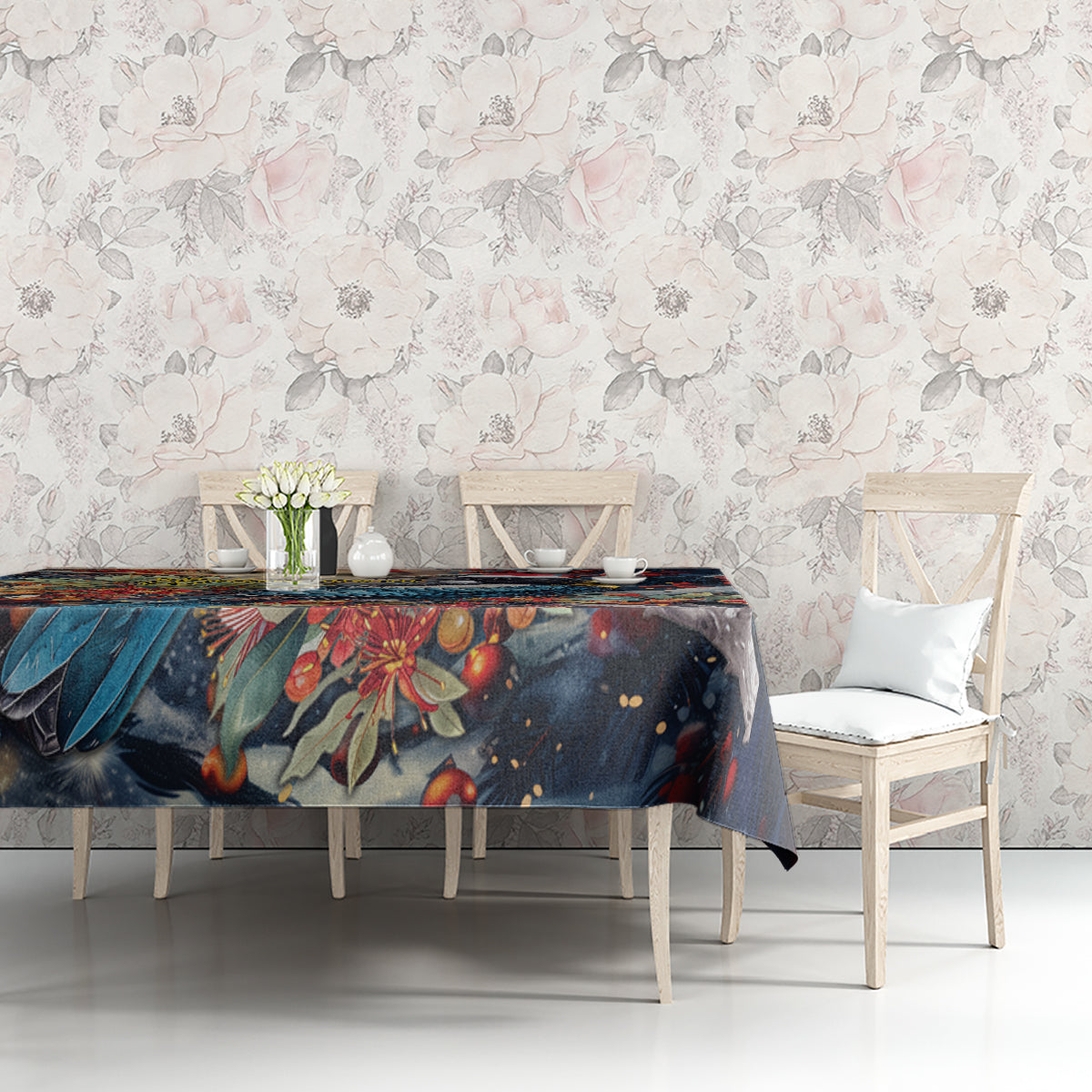Personalised New Zealand Tui in Pohutukawa Tablecloth Christmas in July