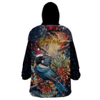 Personalised New Zealand Tui in Pohutukawa Wearable Blanket Hoodie Christmas in July