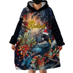 Personalised New Zealand Tui in Pohutukawa Wearable Blanket Hoodie Christmas in July