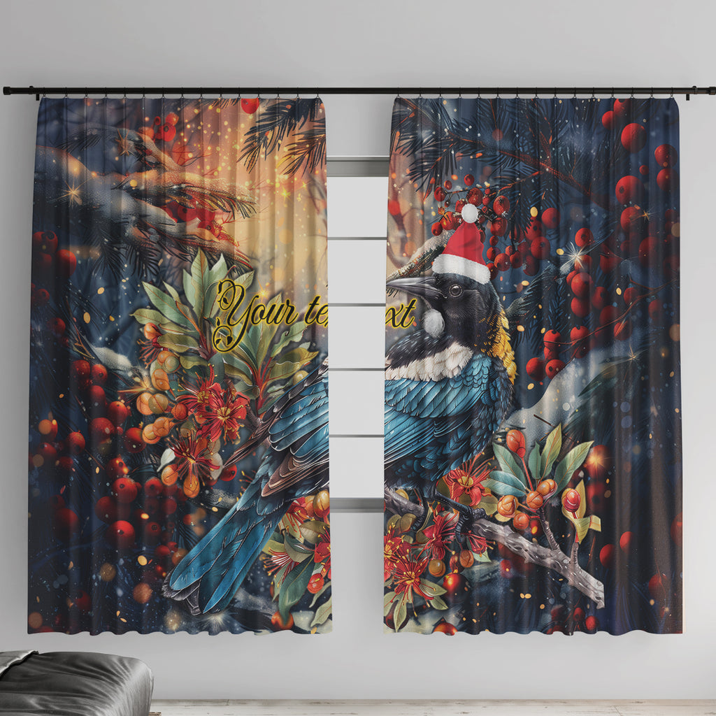 Personalised New Zealand Tui in Pohutukawa Window Curtain Christmas in July
