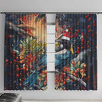 Personalised New Zealand Tui in Pohutukawa Window Curtain Christmas in July