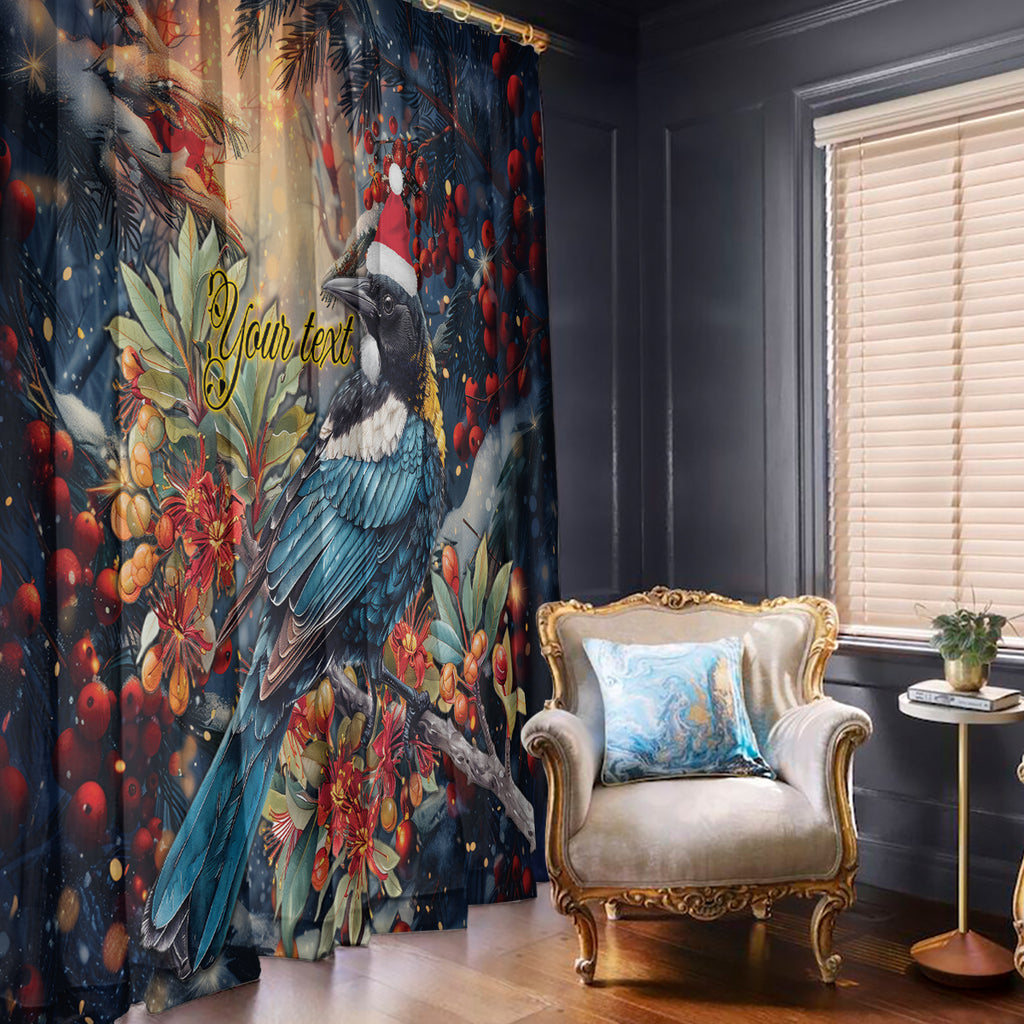 Personalised New Zealand Tui in Pohutukawa Window Curtain Christmas in July