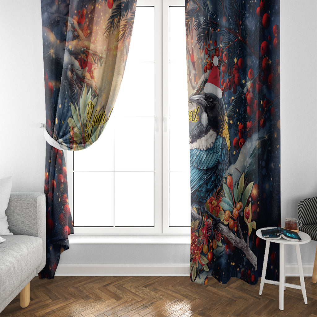 Personalised New Zealand Tui in Pohutukawa Window Curtain Christmas in July