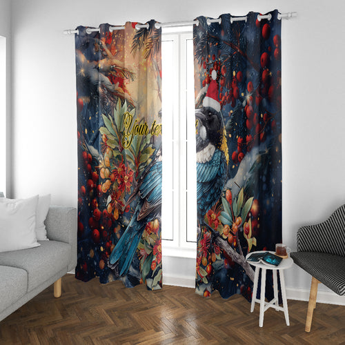 Personalised New Zealand Tui in Pohutukawa Window Curtain Christmas in July