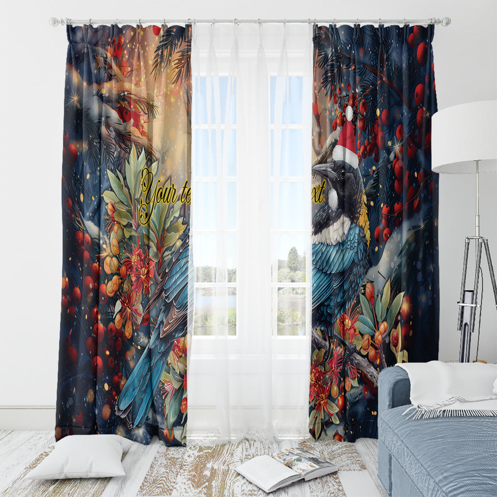 Personalised New Zealand Tui in Pohutukawa Window Curtain Christmas in July