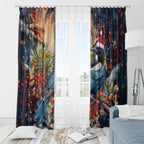 Personalised New Zealand Tui in Pohutukawa Window Curtain Christmas in July