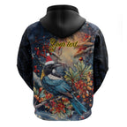 Personalised New Zealand Tui in Pohutukawa Zip Hoodie Christmas in July
