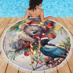 Koala and Tui Bird Christmas in July Beach Blanket
