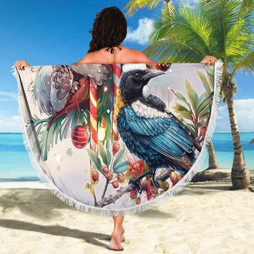Koala and Tui Bird Christmas in July Beach Blanket