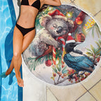 Koala and Tui Bird Christmas in July Beach Blanket