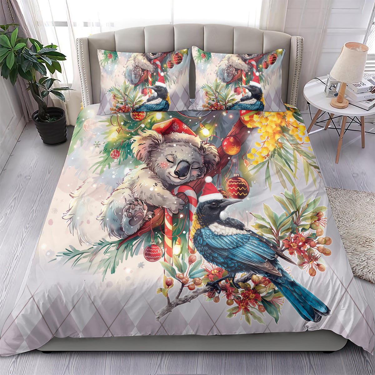 Koala and Tui Bird Christmas in July Bedding Set