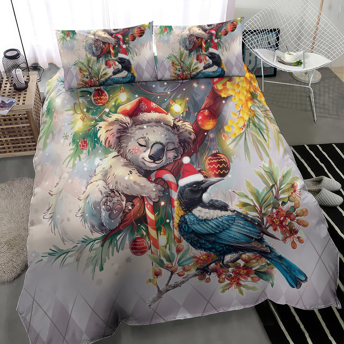 Koala and Tui Bird Christmas in July Bedding Set