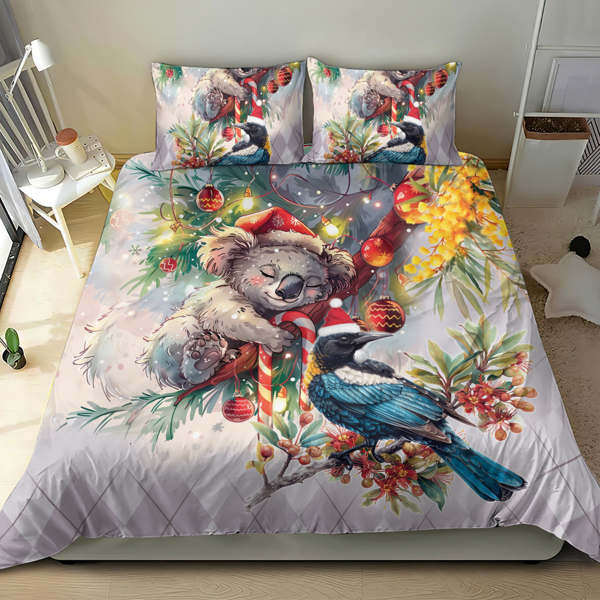 Koala and Tui Bird Christmas in July Bedding Set